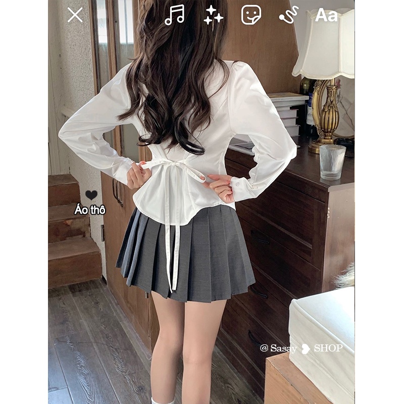 QADCOL Áo Sơ Mi Trắng Tay Phồng Ôm Dáng Kèm Quần Legging Ngọt Ngào Thời Trang Mới Cho Nữ