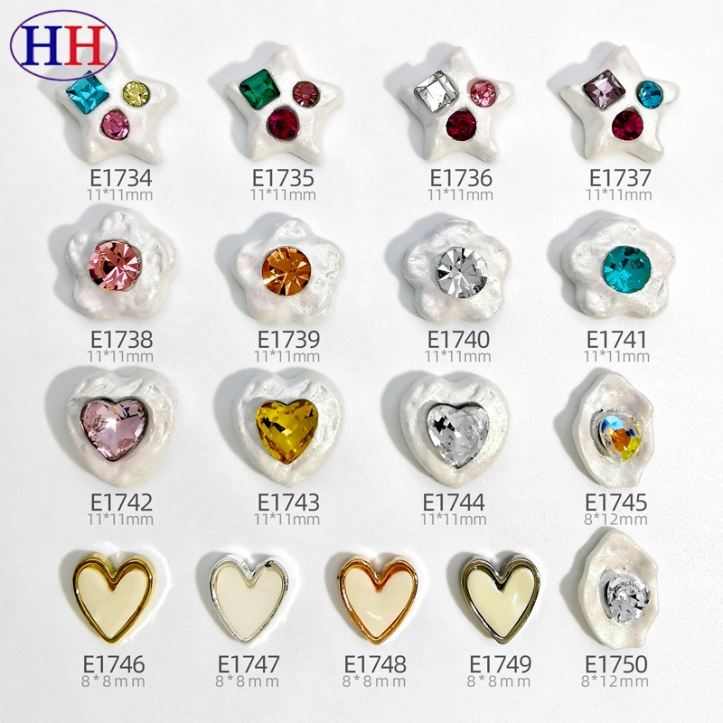 Trang Sức Phụ Kiện Trang Trí Móng Tay Hình Trái Tim Ngôi Sao May Mắn Trái Tim Khảm Đá Hợp Kim Phụ Kiện Cho Mẹ-Oof-pearl Bán Hàng Từ Nhà Máy