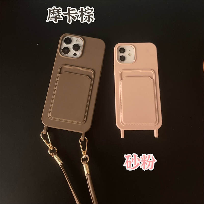 Ốp Điện Thoại Có Ngăn Đựng Thẻ Và Dây Đeo Cho iPhone13 11 12Pro Xsmax X / XS 7 / 8plus XR SE2 14Pro