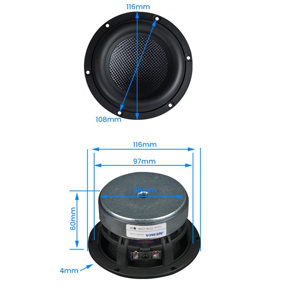 Loa âm thanh AIYIMA siêu trầm hifi 4 inch 4/ 8ohm 80W chuyên dụng