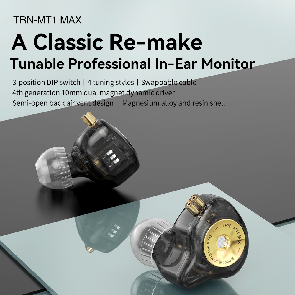 TRN MT1 MAX Trong Tai Tai Nghe Dual Magnetic Dynamic Driver Với Tune Switch Hủy Tai Nghe HIFI Tai Nghe Bass MT4 BT20XS