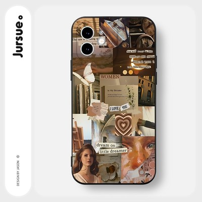 Ốp lưng JURSUE mềm chống bẩn hình độc lạ ngầu vintage đen Cho iPhone 17 16 15 14 13 12 11 Pro Max SE 2020 X XR XS ip 8 7 Plus Y3162