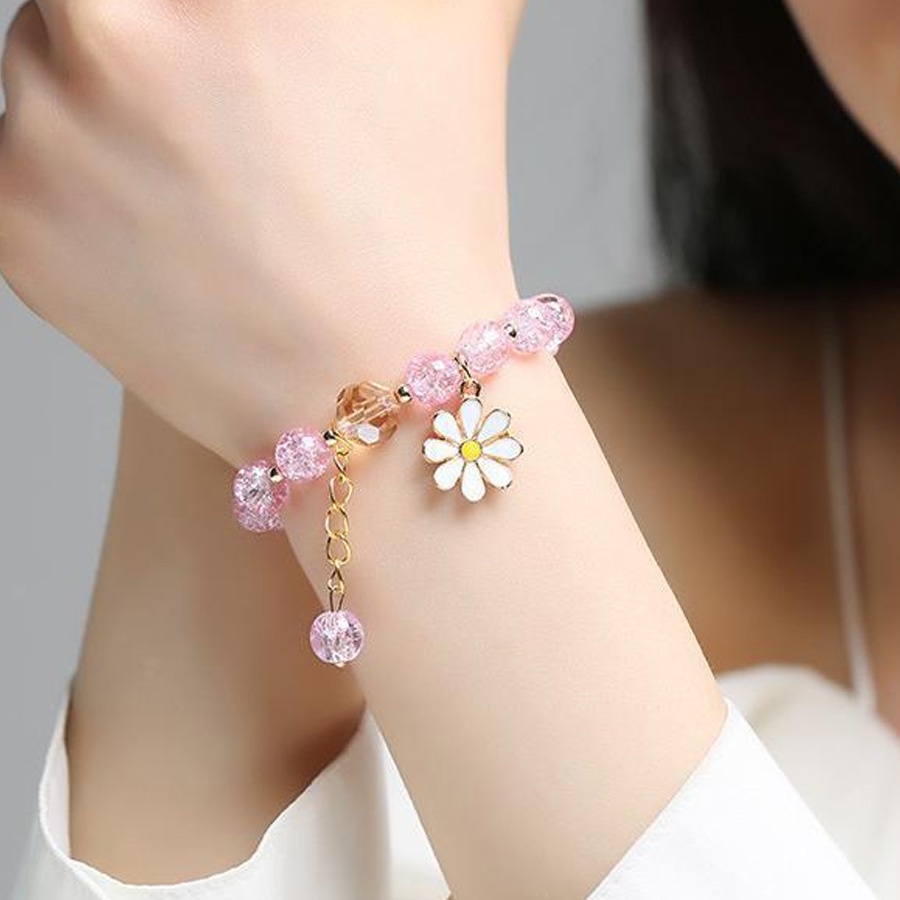 Vòng Tay Tua Rua Đính Hoa Cúc Pha Lê Phong Cách Hàn Quốc Cho Nữ