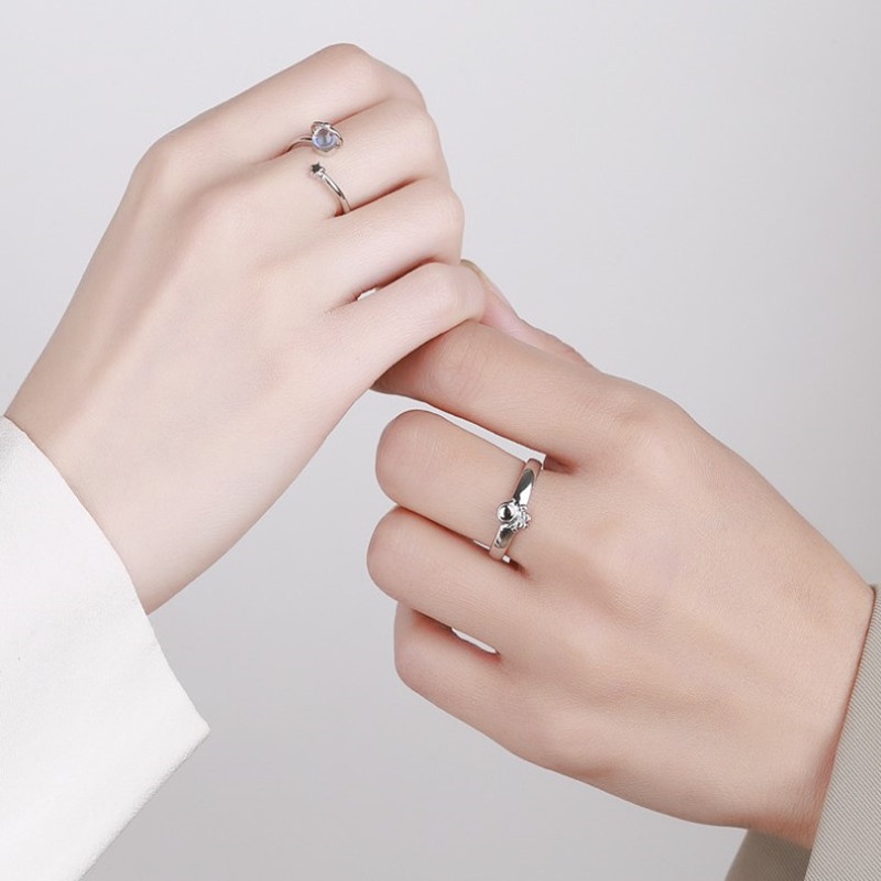 Nhẫn Cặp Hình Phi Hành Gia / Mặt Trăng / Ngôi Sao Sang Trọng Cá Tính