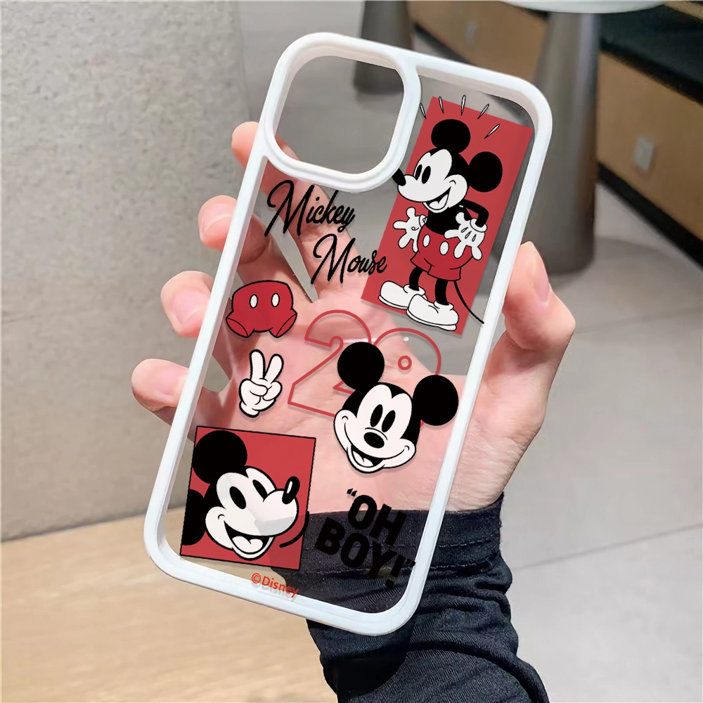 Ốp Điện Thoại Nhựa Acrylic Cứng Trong Suốt In Hình Mickey Thời Trang Cho iphone 14promax 11 13 12 7Plus 8 X XS Max