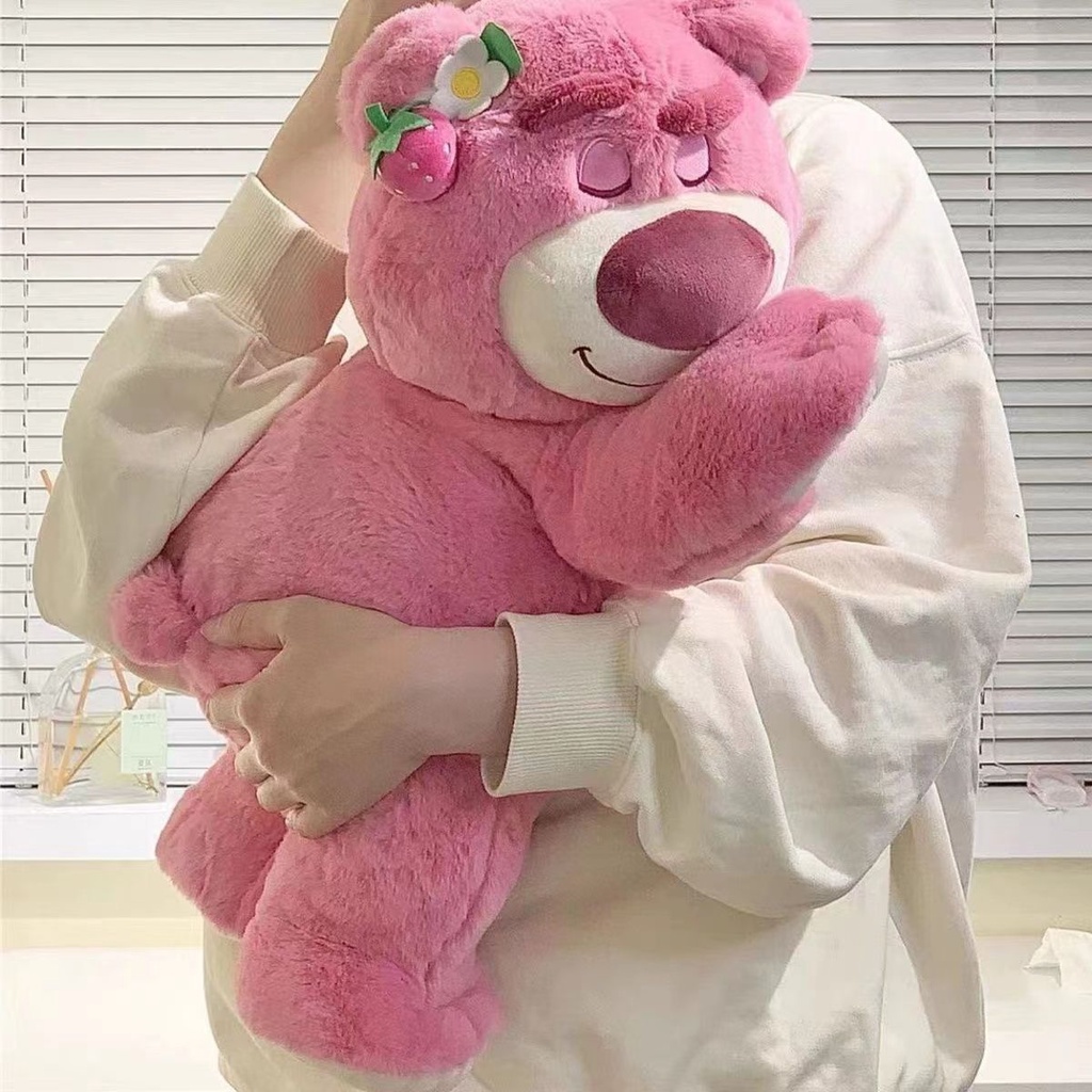 Gối Ôm Nhồi Bông Thiết Kế Hình Gấu Dâu Tây Dễ Thương Dùng Làm Quà Tặng Sinh Nhật Cho Bạn Gái