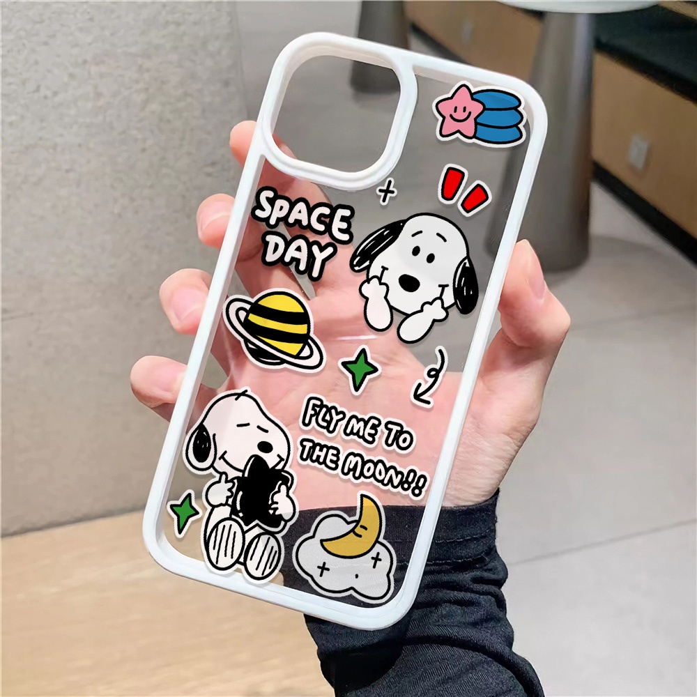 Ốp Điện Thoại Cứng Trong Suốt In Hình Snoopy Cho iphone 14promax 11 13 12 7Plus 8 X XS Max