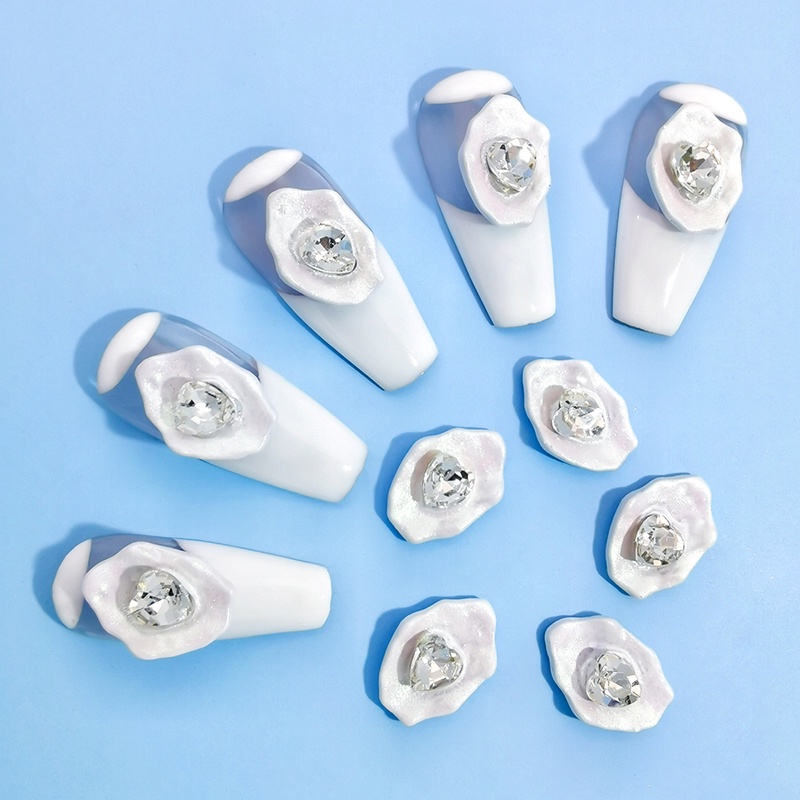 Trang Sức Phụ Kiện Trang Trí Móng Tay Hình Trái Tim Ngôi Sao May Mắn Trái Tim Khảm Đá Hợp Kim Phụ Kiện Cho Mẹ-Oof-pearl Bán Hàng Từ Nhà Máy