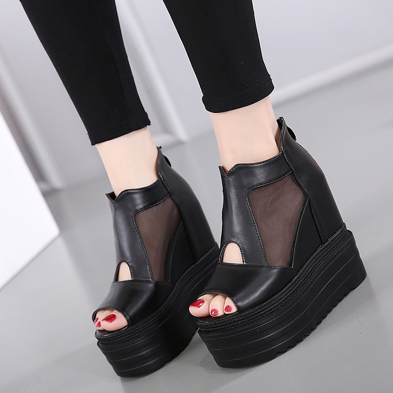 Giày Sandal Cao Gót 12CM Đế Dày Tăng Chiều Cao Chống Nước Thoáng Khí Thời Trang Mùa Hè Hàng Mới 2023 Dành Cho Bạn Nữ Đi Hộp Đêm