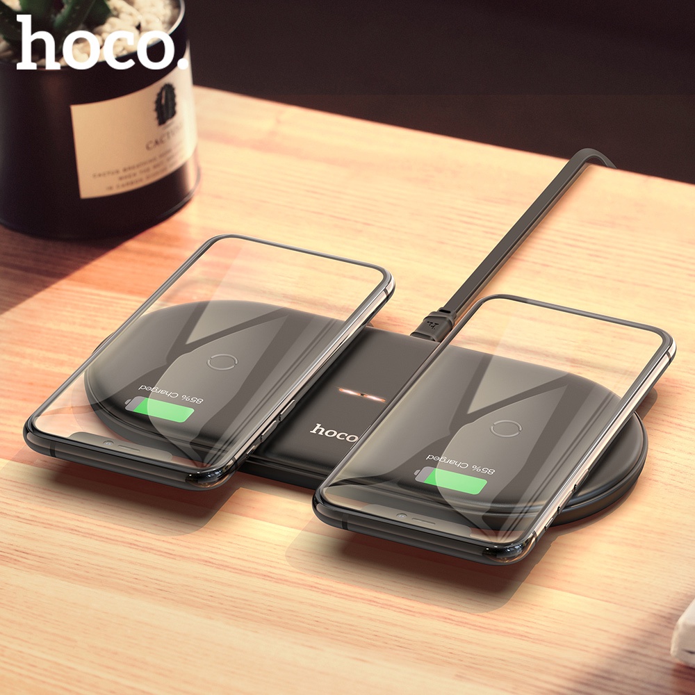 Đế Sạc Không Dây HOCO 2 Trong 1 10W Cho iPhone X XR XS 11 Pro Max Samsung S10 Huawei Xiaomi