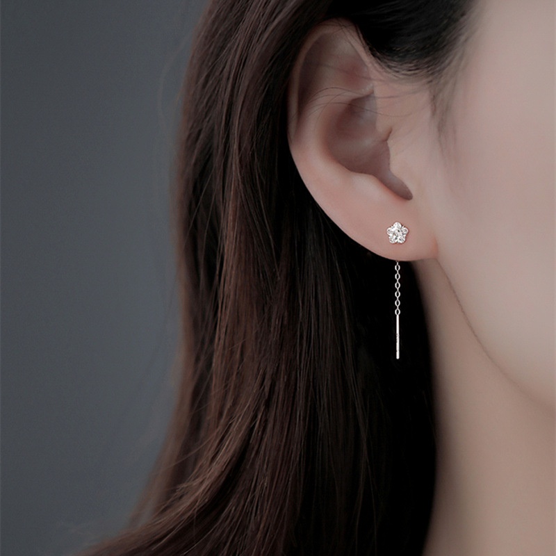 Bông Tai Dáng Dài Đính Đá Zircon Hình Hoa / Ngôi Sao / Trái Tim Thời
