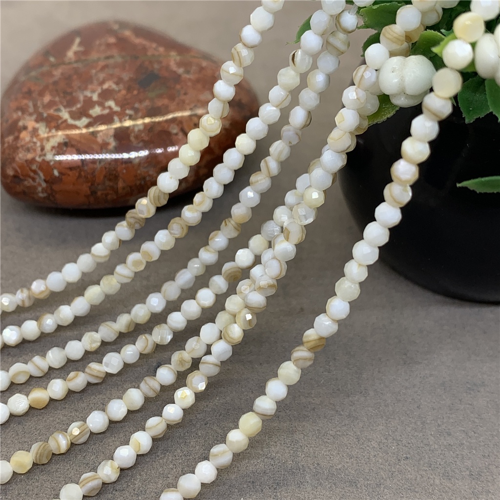Chuỗi Hạt Vỏ Sò Trắng Tự Nhiên 2 / 3 / 4mm Dùng Làm Đồ Trang Sức Thủ Công