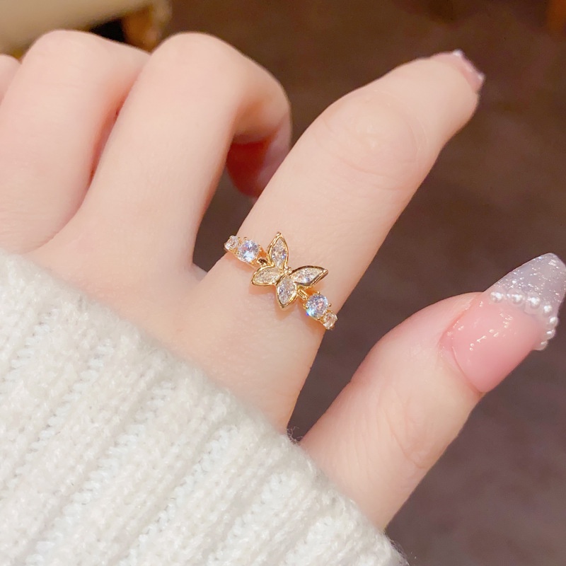 Nhẫn Hở Hình Bướm Đính Đá Zircon Thời Trang Cho Nữ