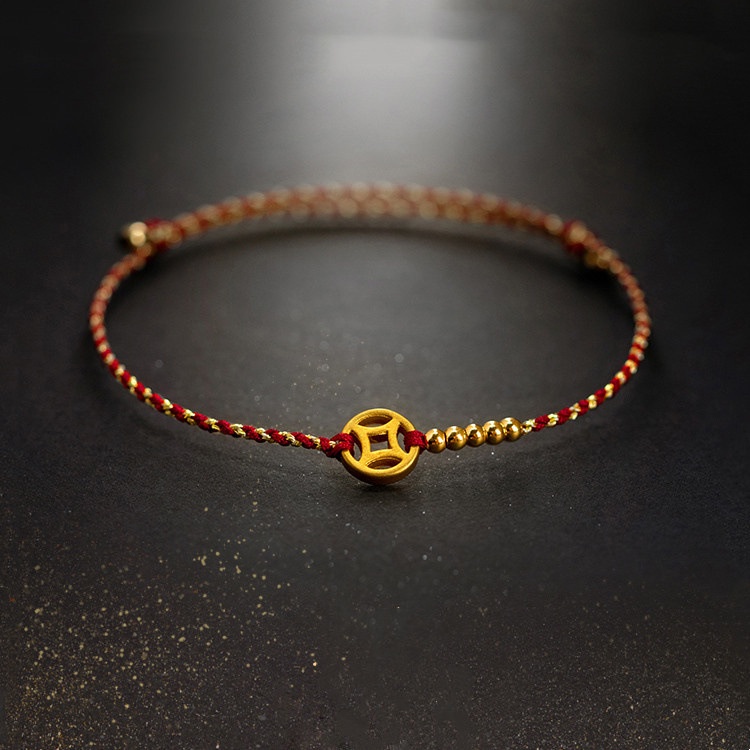 Vòng Tay May Mắn Mạ Vàng 14K Đính Đồng Xu