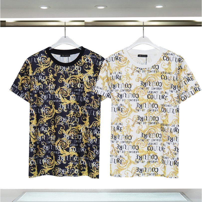 Versace Áo Thun Tay Ngắn Chất Liệu cotton In Họa Tiết Cổ Điển Thời Trang unisex