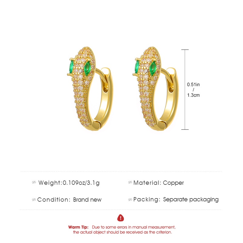 Bông Tai Hình Rắn Đính Đá Zircon Màu Vàng / Bạc Thời Trang Chất Lượng Cao Cho Nữ