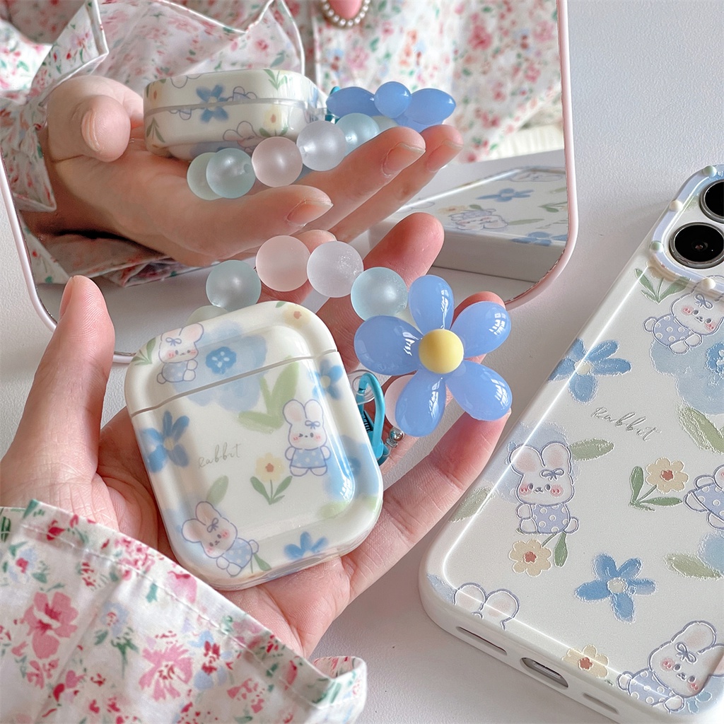 Ốp Bảo Vệ Hộp Đựng Tai Nghe AirPods 1 / 2 3 Hình Hoa Xanh Xinh Xắn