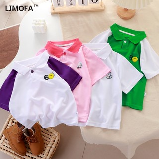 LJMOFA KIDS Áo polo Đồng Phục Học Sinh Tay Ngắn Màu Trơn Dáng Rộng Dành Cho Trẻ Em 1-10 Tuổi