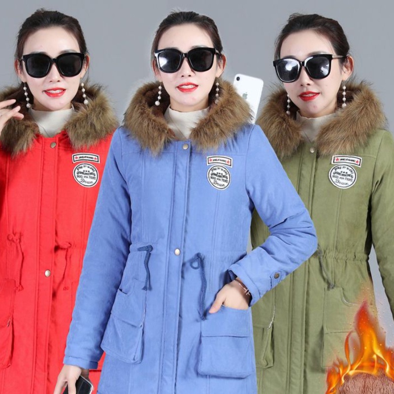 IELGY Áo Khoác cotton Tay Dài Có Nón Phong Cách Hàn Quốc Thời Trang Mùa Đông Cho Nữ