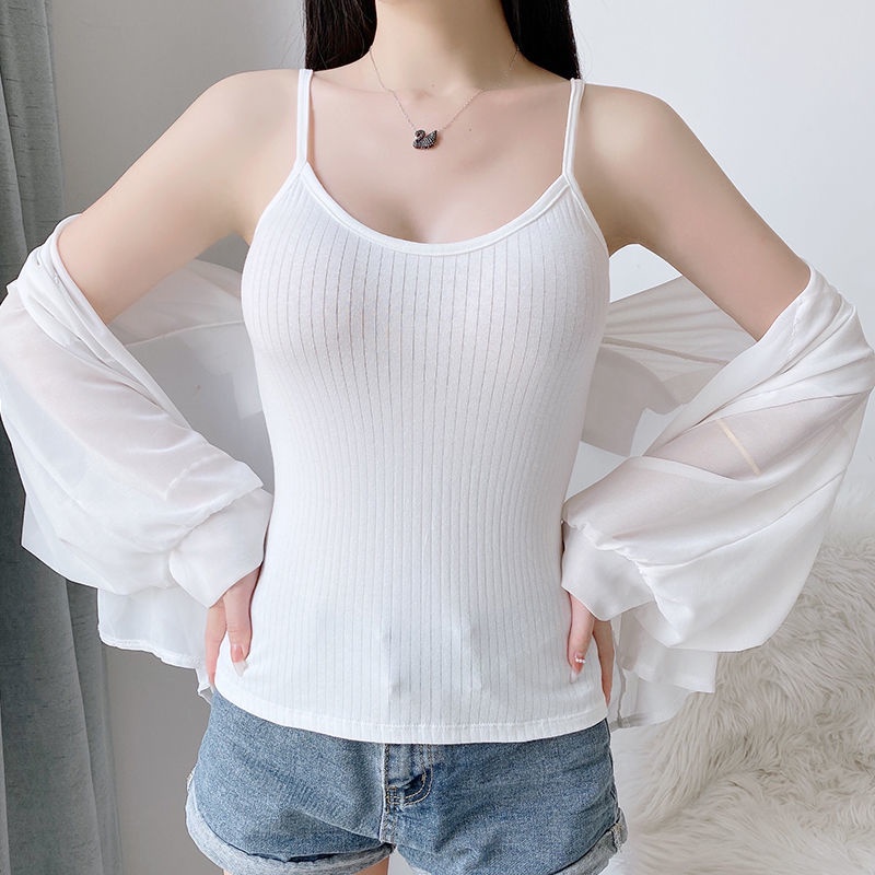 Áo Hai Dây Chất Liệu Cotton Màu Trơn Size Lớn Thời Trang Mùa Hè Cho Nữ Màu Sắc