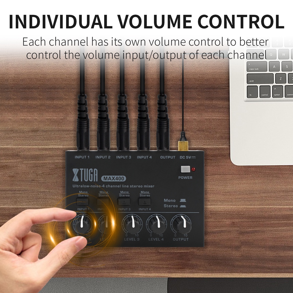 Máy Trộn Âm Thanh 4 Kênh Ít Ồn Thấp 4 Kênh 4 Đầu Vào DC 5V Nhỏ Gọn Tiện Dụng Cho Guitar Bass / Micro / Sân Khấu