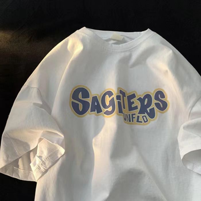 COZOK Áo Thun Tay Ngắn Cổ Tròn Dáng Rộng In Chữ Cỡ Lớn Phong Cách Hàn Quốc Trẻ Trung