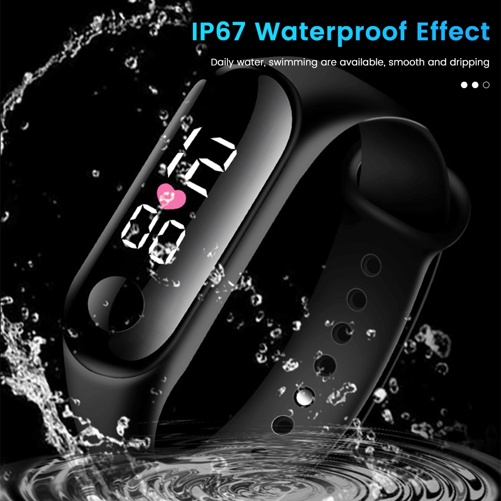 Đồng Hồ Thông Minh Màn Hình LED Nhiều Màu Chống Thấm Nước Cho Bé