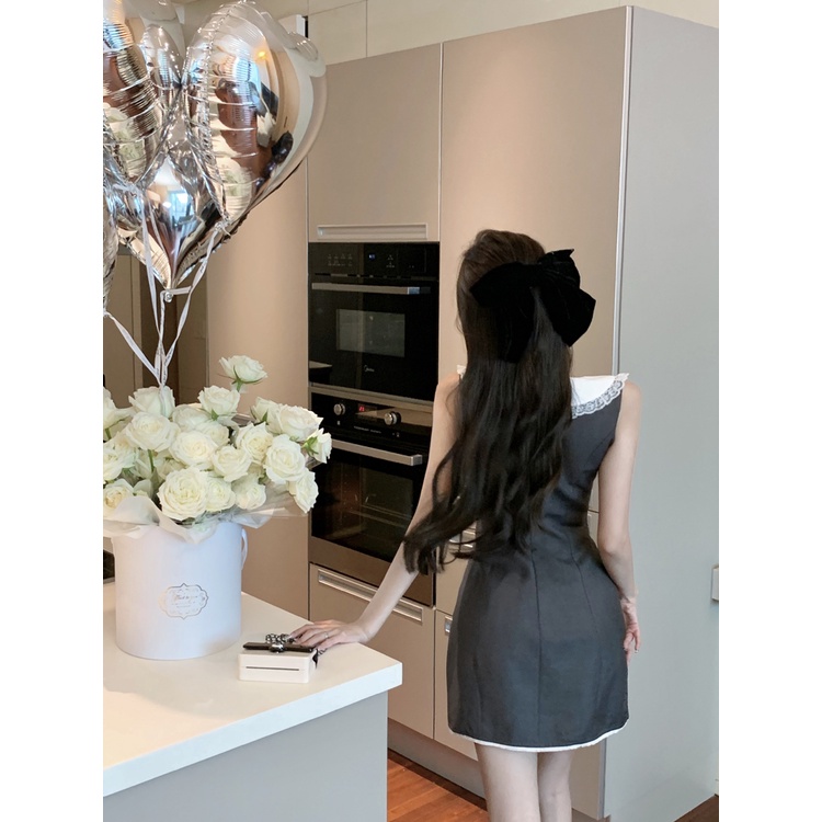 Đầm Chữ A Cổ Búp Bê Không Tay Xẻ Tà Thời Trang Phong Cách Blackpink Jisoo