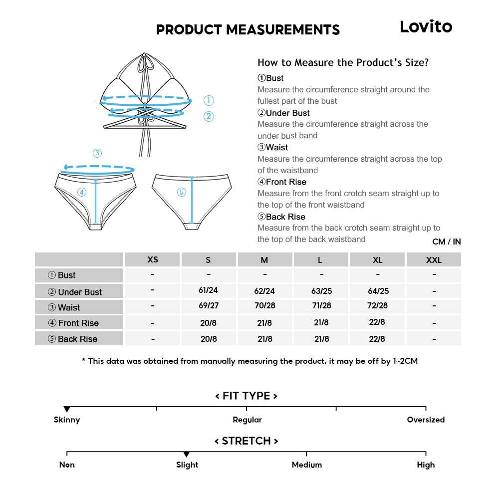 【Gợi ý từ KOL】Set bikini Lovito dây rút lưng cao họa tiết sọc L09045 (Màu đỏ)