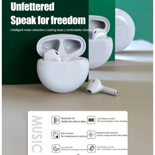 Tai Nghe Bluetooth Không Dây Air Pro 6 TWS Có Mic Pro6 J6 Cho Apple iPhone Xiaomi Huawei