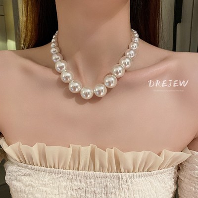 DREJEW Vòng cổ chuỗi hạt ngọc trai phong cách Hàn Quốc cổ điển thời trang