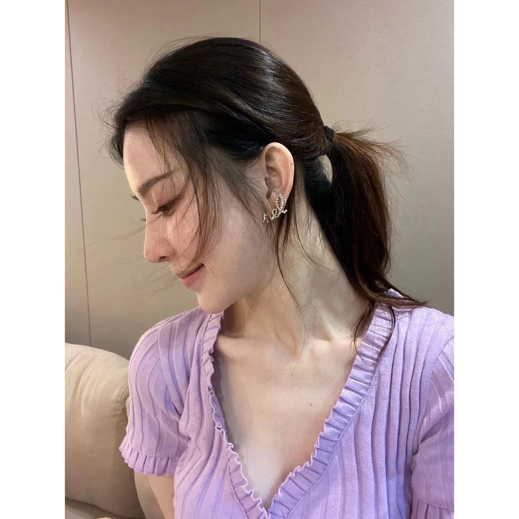Bông Tai Bằng Thép Titan Hình Chữ Thời Trang Cho Nữ