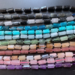 Mặt Hạt Hình Trụ Sợi 8 * 11mm Màu Hồng Opal Tourmaline Thạch Anh Thạch Anh Thạch Anh citrine aquamarine Hạt Đá Phụ Kiện Trang Sức