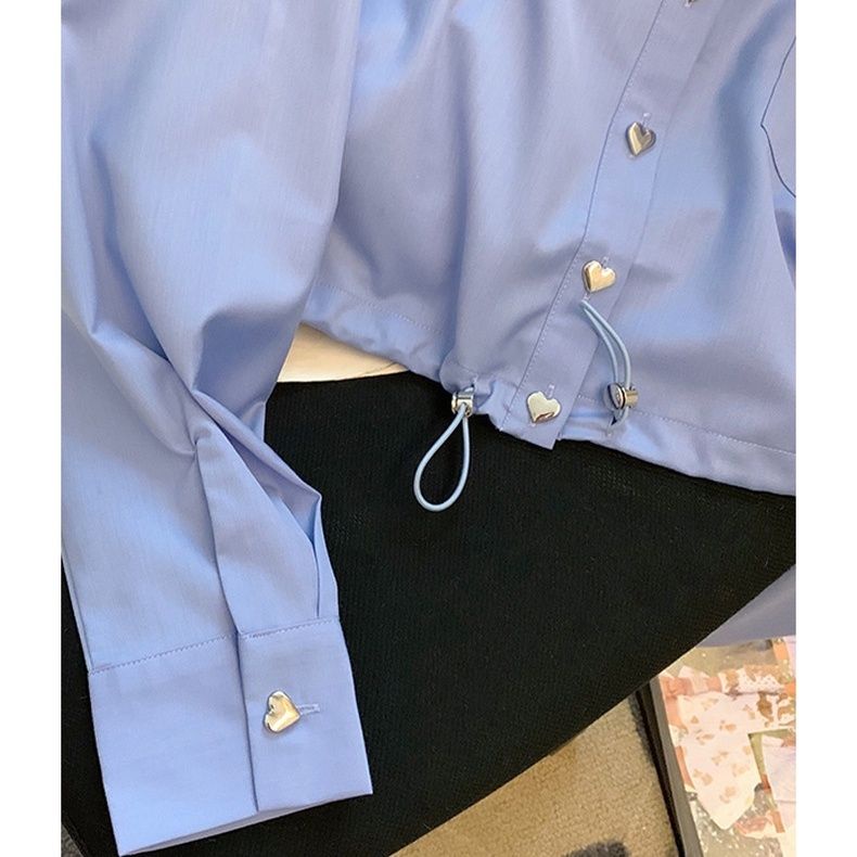 Áo Sơ Mi Ngắn Thắt Eo Có Dây Rút Thêu Hình Thỏ Phong Cách Mỹ Mẫu Mới 2023 Thời Trang Mùa Xuân 2023 Dành Cho Bạn Nữ
