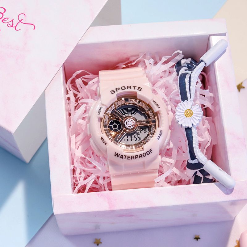✨Ins Đồng Hồ Điện Tử Đeo Tay Kỳ Lân Nhỏ Màu Hồng Hoa Anh Đào Dễ Thương Cho Nữ Sinh Trung Học