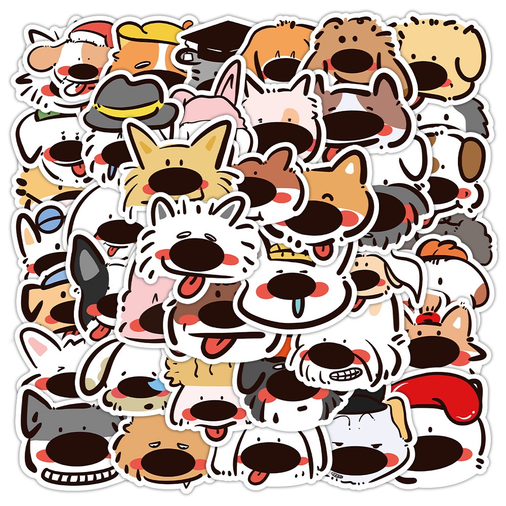 Set 60 Sticker Dog Emotion Trang Trí Điện Thoại, Laptop, Mũ Bảo Hiểm Chống Thấm Nước