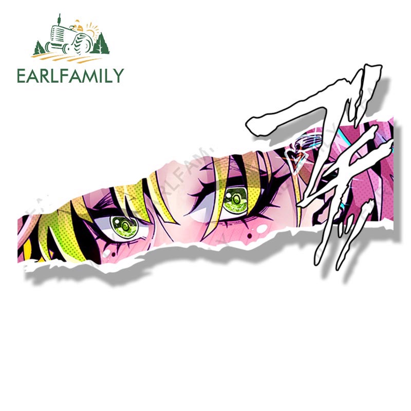 Earlfamily sticker Dán Xe Hơi Họa Tiết Hoạt Hình demon slayer waifu peeker jdm Aqooneo