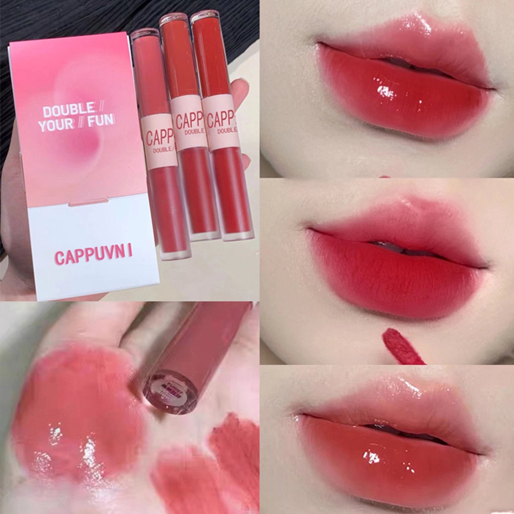 Cappuvini  Set 2 Son Môi Dạng Lỏng 2g * 2g * 2g * 6 / set Thiết Kế Hai Đầu Tiện Dụng