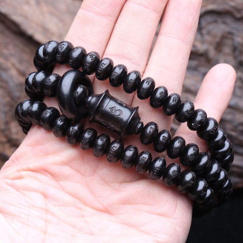 Chuỗi Hạt Đeo Tay Bằng Gỗ Mun Tự Nhiên 8Mm X 10Mm 108 Hạt