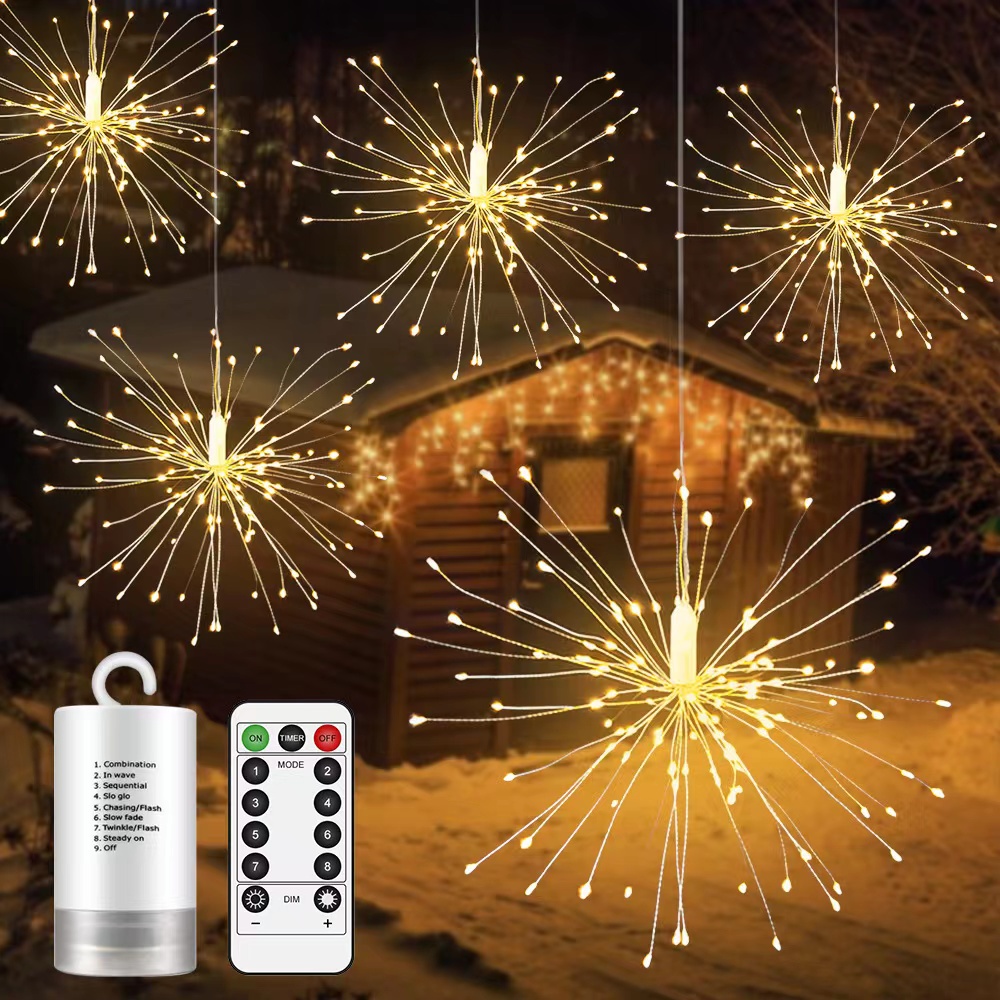 Dây Đèn LED Pháo Hoa 8 Chế Độ Sử Dụng Pin Dùng Trang Trí Tiệc Cưới / Giáng Sinh