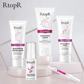 Mặt nạ RtopR Gold Black 40g + Huyết thanh phục hồi lỗ chân lông Glycyrrhiza 20ml + Kem dưỡng trắng xoài 60g + Huyết thanh môi hoa anh đào 3ml + Kem trẻ hóa săn chắc vùng cổ 40g