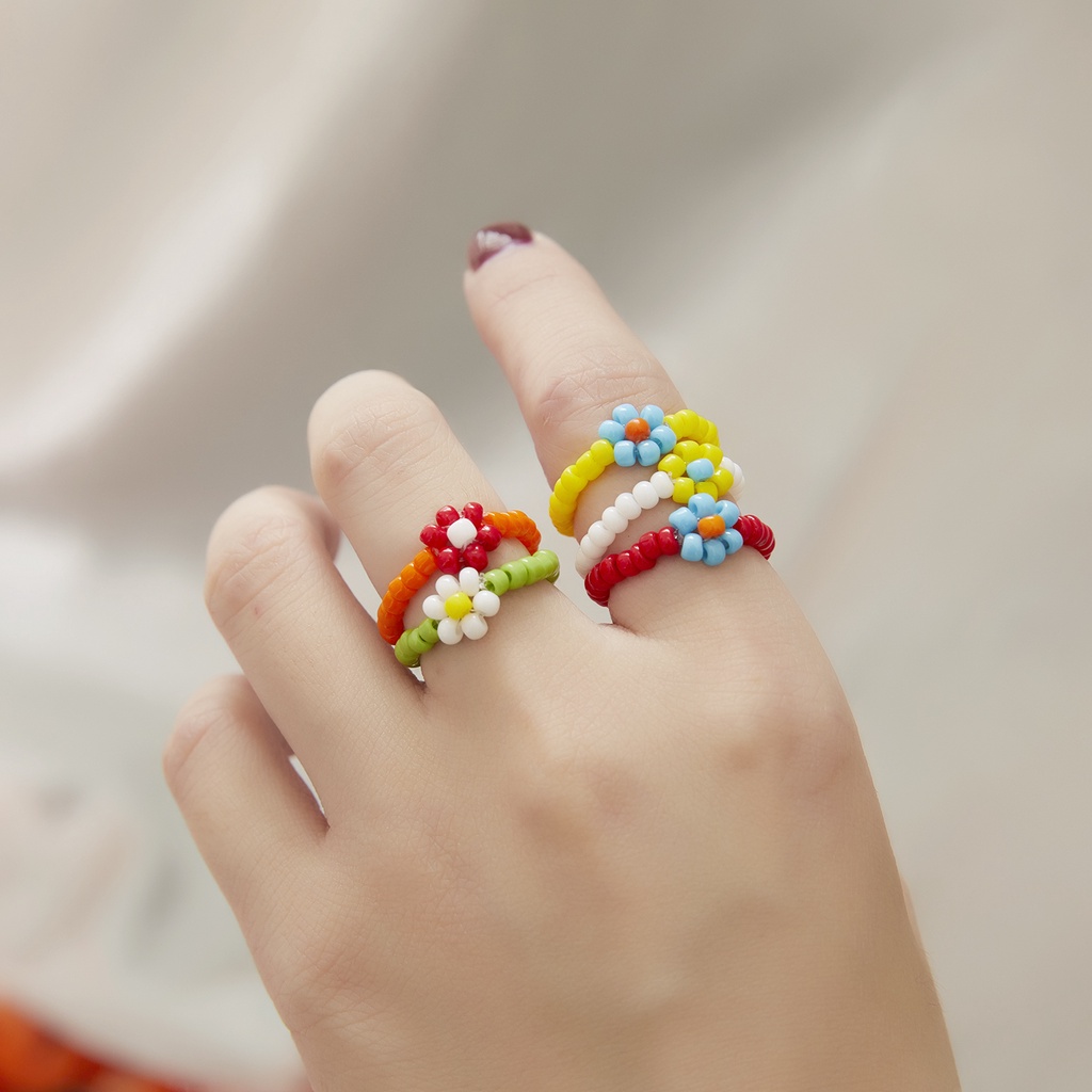 Nhẫn Hình Hoa Nhiều Màu Sắc Thời Trang Mùa Hè Cho Nữ