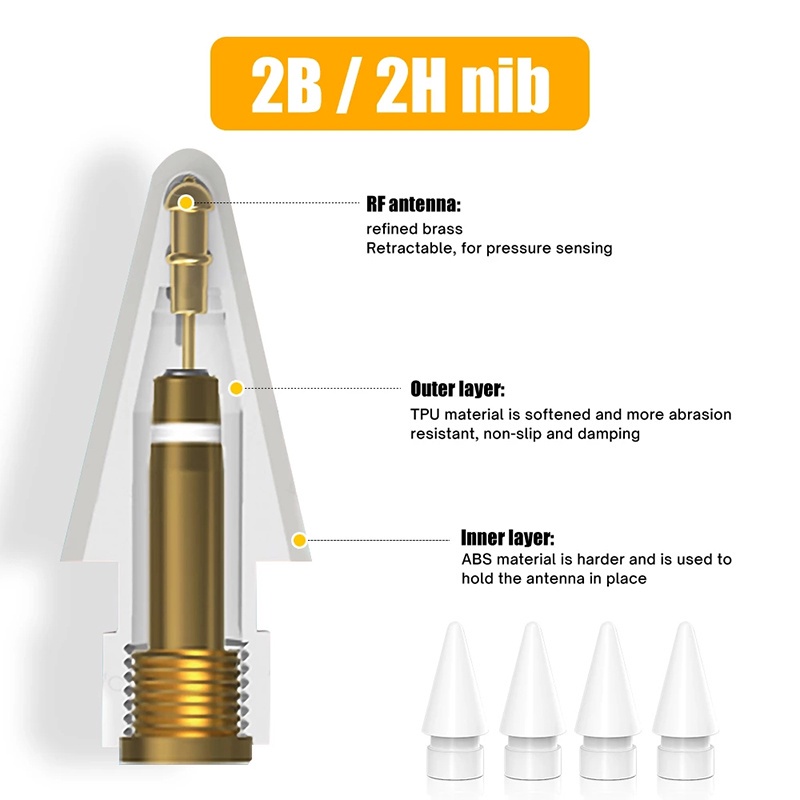 Đầu Bút Cảm Ứng 2B / 2H Thay Thế Chuyên Dụng Cho Apple Pencil 1 / 2