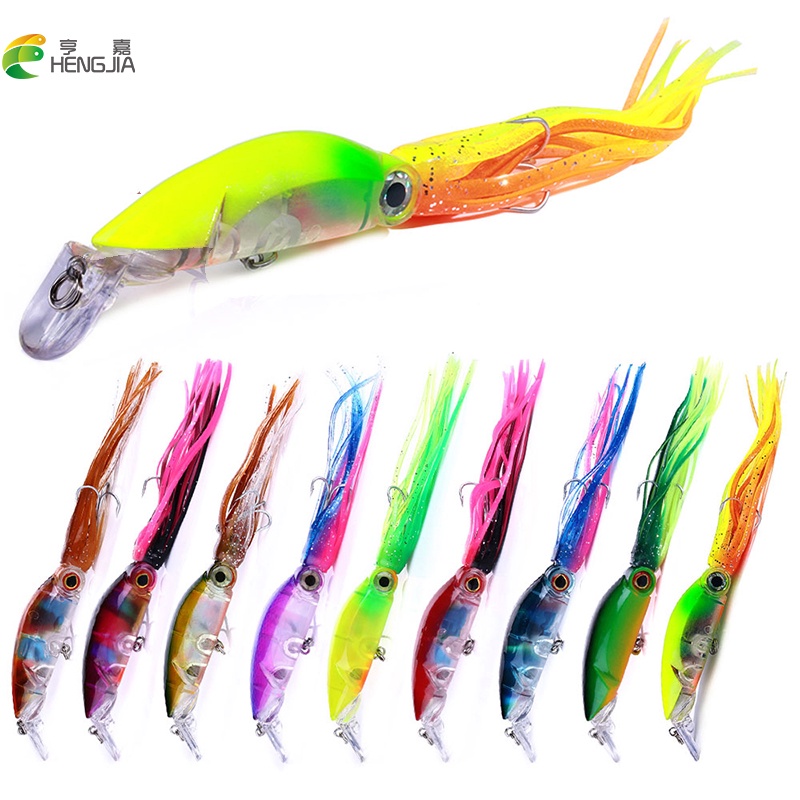 Hengjia 1 Cái 10cm 16.6g Bạch Tuộc Mực Jig Mồi Râu Mồi Câu Cá Swimbait Cho Câu Cá Chìm Minnow Dụ Jig