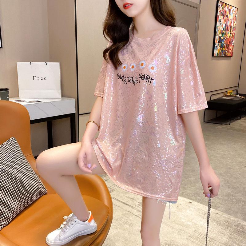Áo Thun Tay Ngắn Dáng Rộng In Họa Tiết Hoa Cúc Thời Trang Mùa Hè 2022 Phong Cách Hàn Quốc Cho Nữ