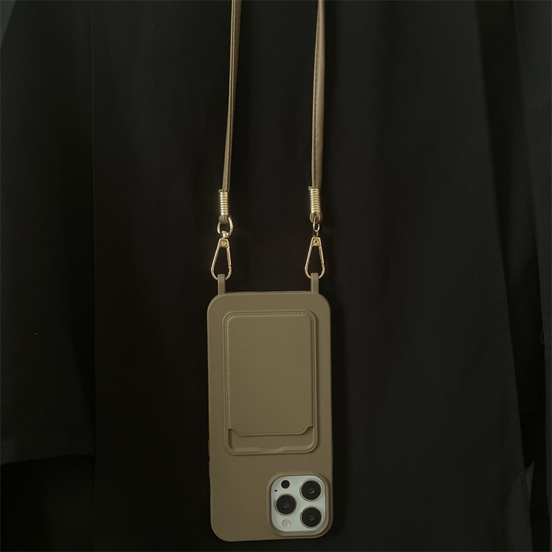 Ốp Điện Thoại Có Ngăn Đựng Thẻ Và Dây Đeo Cho iPhone13 11 12Pro Xsmax X / XS 7 / 8plus XR SE2 14Pro