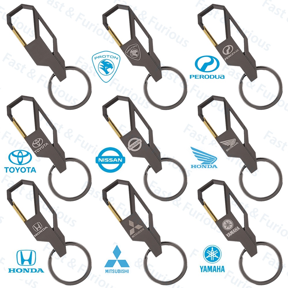 Móc Khóa Xe Hơi Bằng Hợp Kim Màu Đen In Logo Proton1 / Perodua1 / Yamaha1 / Honda1 Motor / Toyota1 / Nissan1 / Mitsubishi1 1