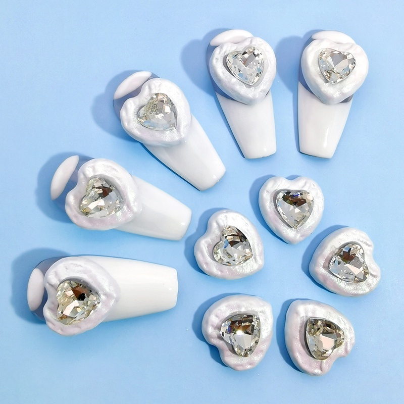 Trang Sức Phụ Kiện Trang Trí Móng Tay Hình Trái Tim Ngôi Sao May Mắn Trái Tim Khảm Đá Hợp Kim Phụ Kiện Cho Mẹ-Oof-pearl Bán Hàng Từ Nhà Máy