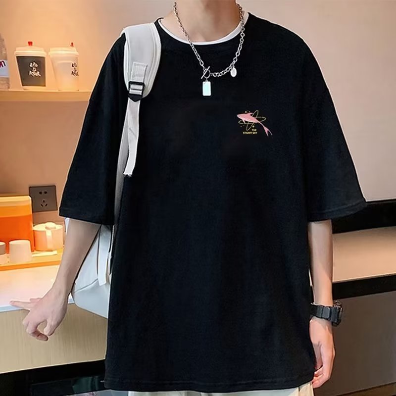 Áo Thun Tay Ngắn Cổ Tròn In Hình Cá Voi Mặt Trăng Phong Cách Harajuku Thời Trang Mùa Hè Cho Nam Và Nữ Size M-5XL