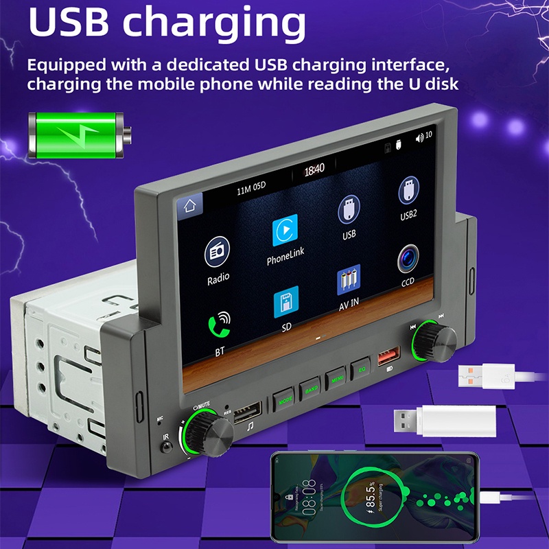 Máy Nghe Nhạc MP5 Màn Hình Cảm Ứng 6.2inch Kèm Điều Khiển Từ Xa 1din Bluetooth Đa Phương Tiện Cho Xe Hơi